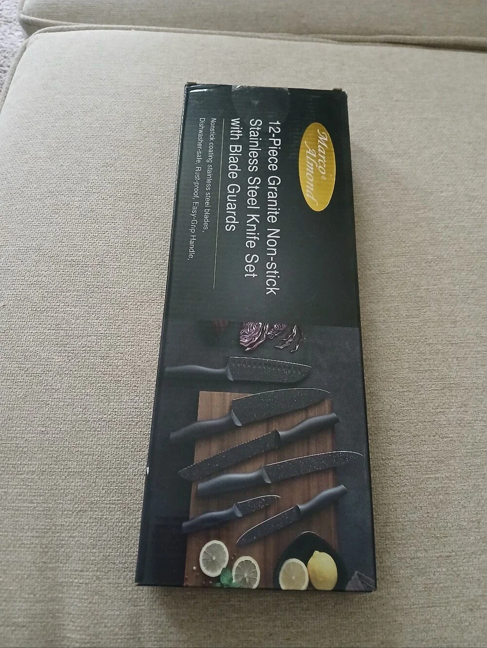 12-Piece Granite Non-Stick Stainless Steel Knife Set - Black